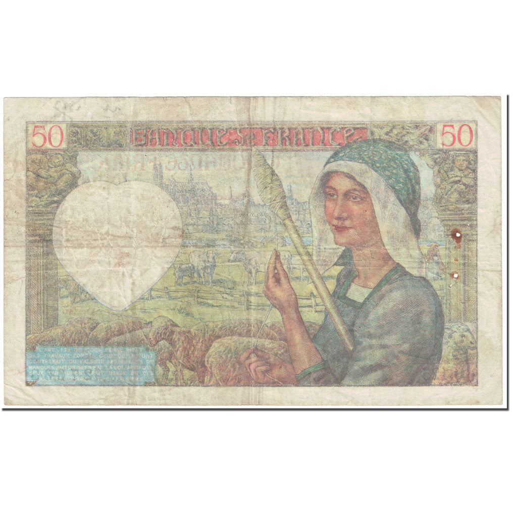 France, 50 Francs, Jacques Coeur, 1941, 1941-10-02, VF(20-25), Fayette:19.15
