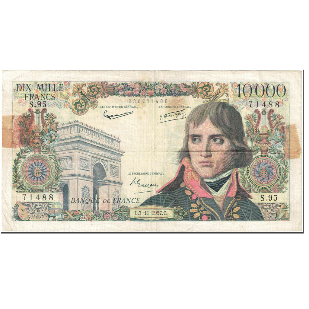 Francia, 10,000 Francs, Bonaparte, 1957, 1957-11-07, MB, Fayette:51.10, KM:136b