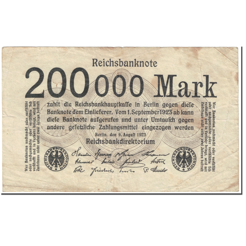 Banknote, Germany, 200,000 Mark, 1923, 1923-08-09, KM:100, VF(20-25)