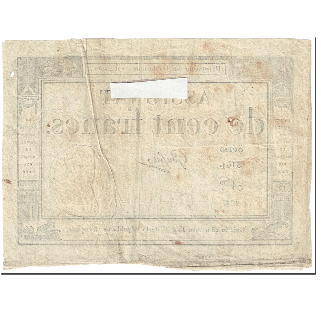 France, 100 Francs, 1795, Goussu, 18 Nivose An III (7.1.1795)., B, KM:A78