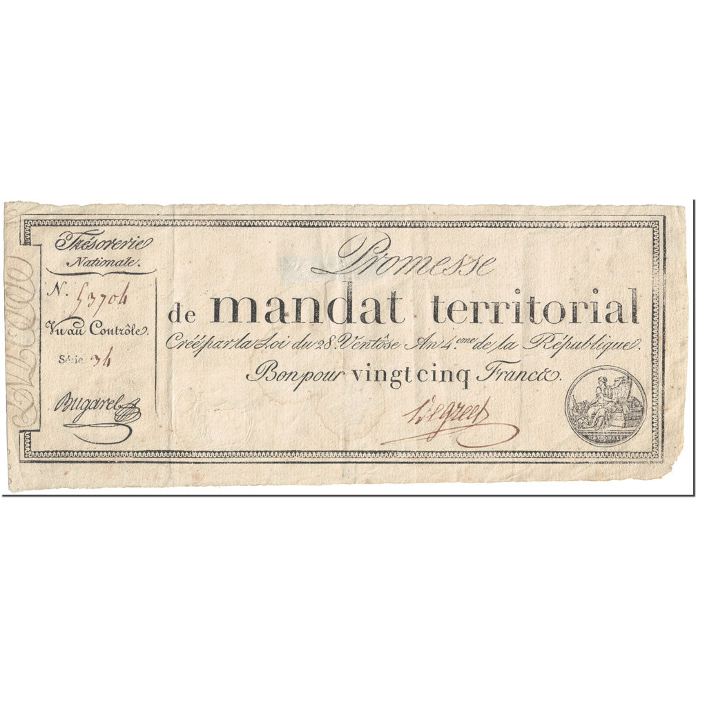 France, 25 Francs, 1796, Bugarel // Wegrees, 28 ventôse de l'an 4 - (18 mars