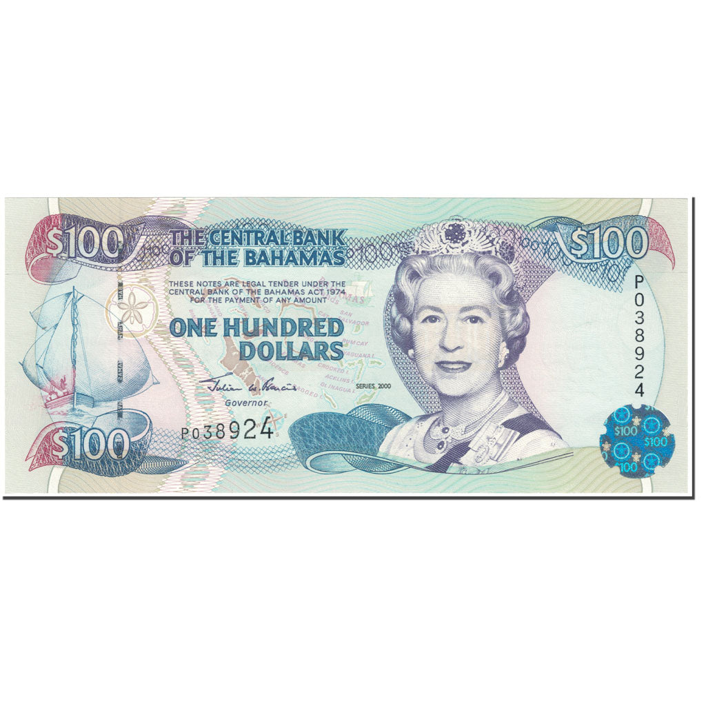 Banknote, Bahamas, 100 Dollars, 2000, UNDATED (2000), KM:67, UNC(65-70)