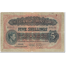 Banknote, EAST AFRICA, 5 Shillings, 1943, 1943-09-01, KM:28b, VG(8-10)