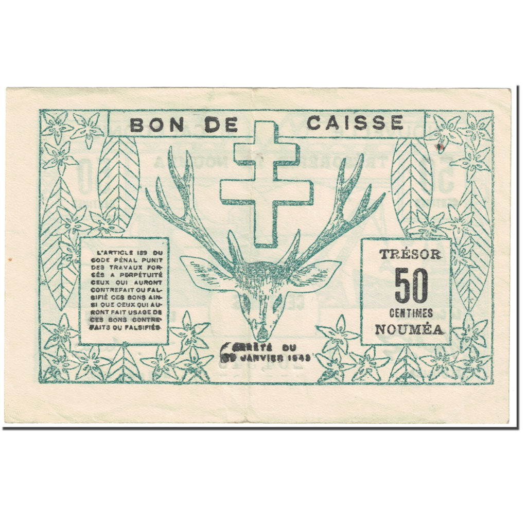 Billet, Nouvelle-Calédonie, 50 Centimes, 1943, 1943-03-29, KM:54, TB+