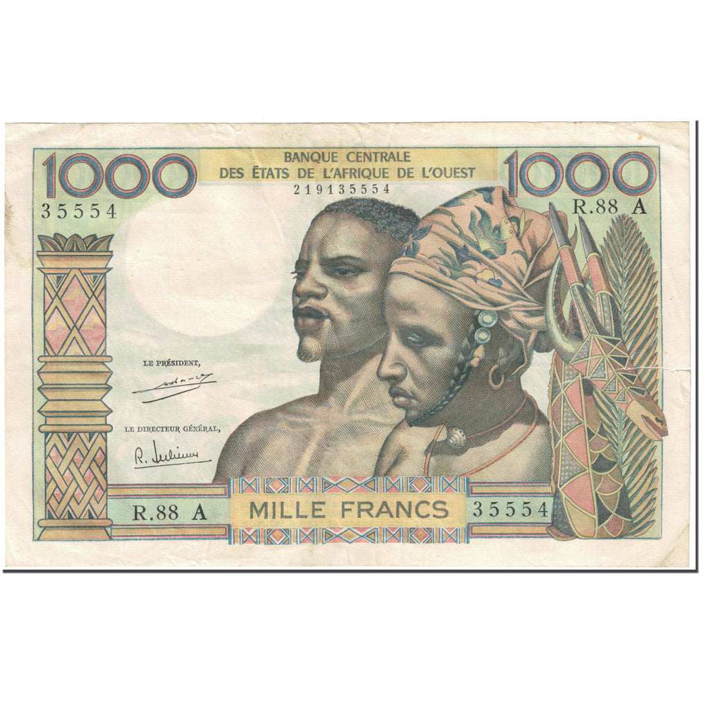 Banknote, West African States, 1000 Francs, 1966, Undated (1966), KM:103Ah