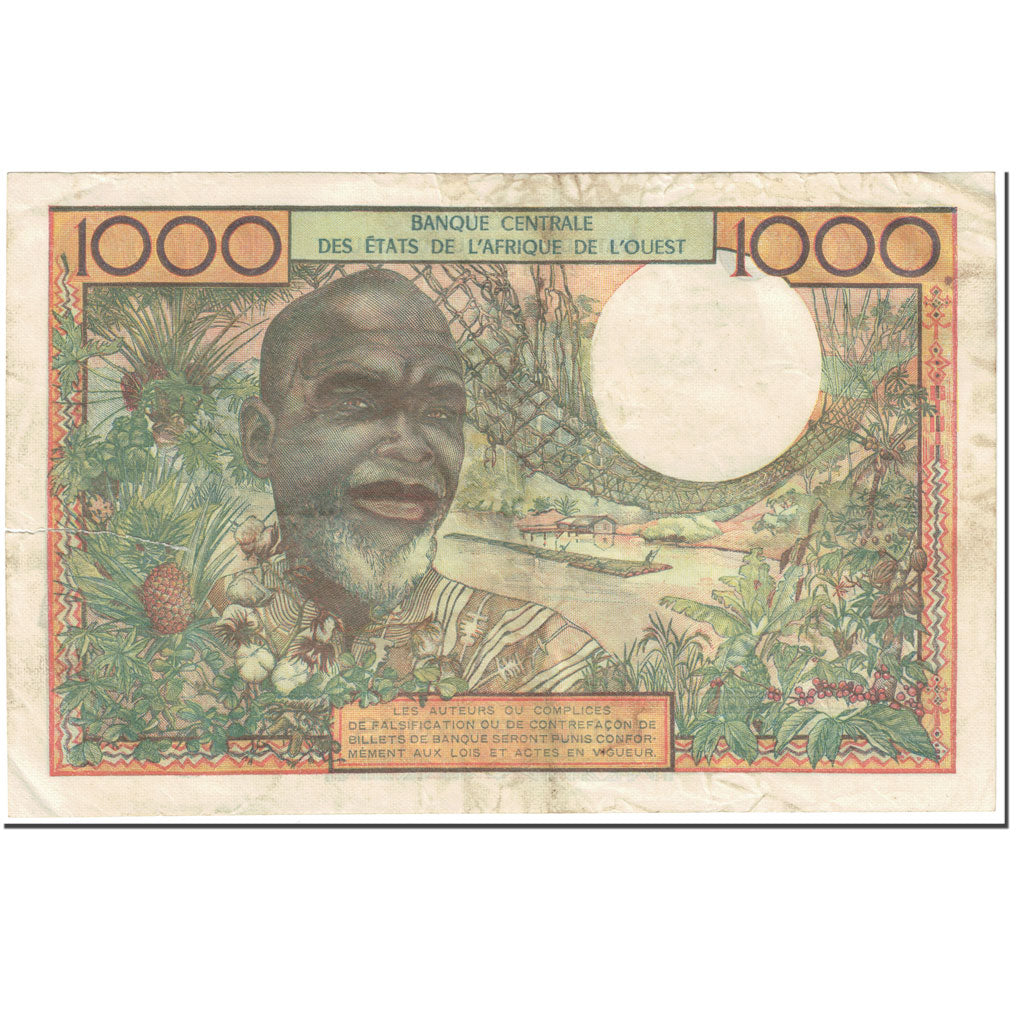Banknote, West African States, 1000 Francs, 1966, Undated (1966), KM:103Ah