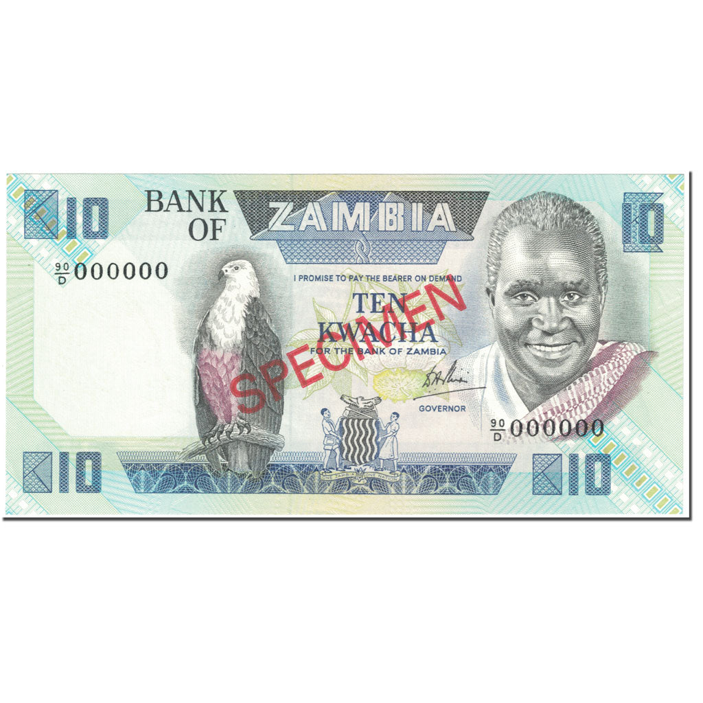Billet, Zambie, 10 Kwacha, 1980-88, Undated (1980-88), Specimen, KM:26s, NEUF
