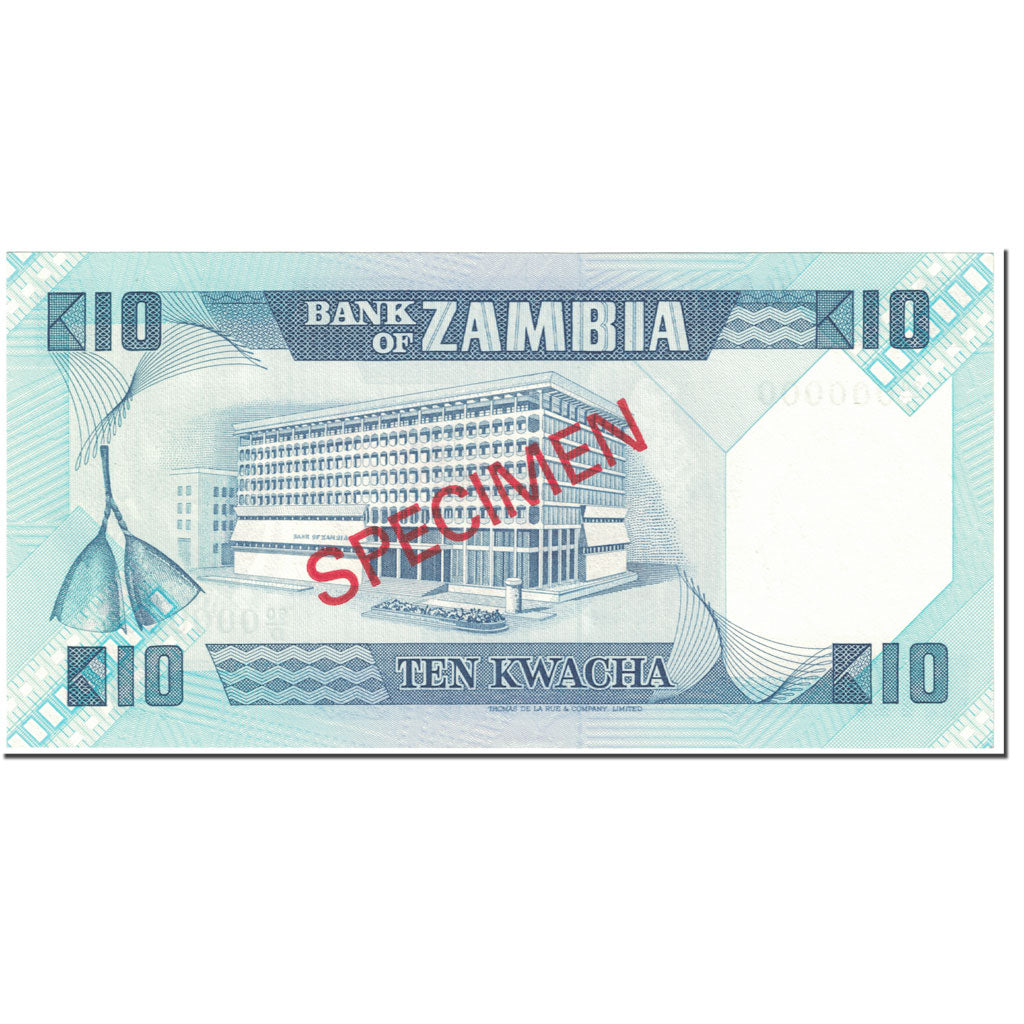 Billet, Zambie, 10 Kwacha, 1980-88, Undated (1980-88), Specimen, KM:26s, NEUF