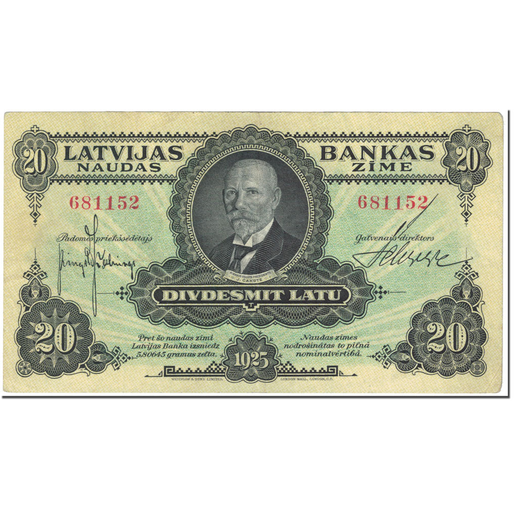Banknote, Latvia, 20 Latu, 1925, Undated (1925), KM:17a, EF(40-45)