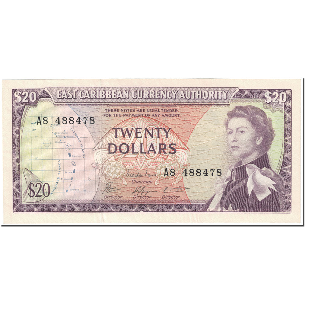 Banknote, East Caribbean States, 20 Dollars, 1965, Undated (1965), KM:15f