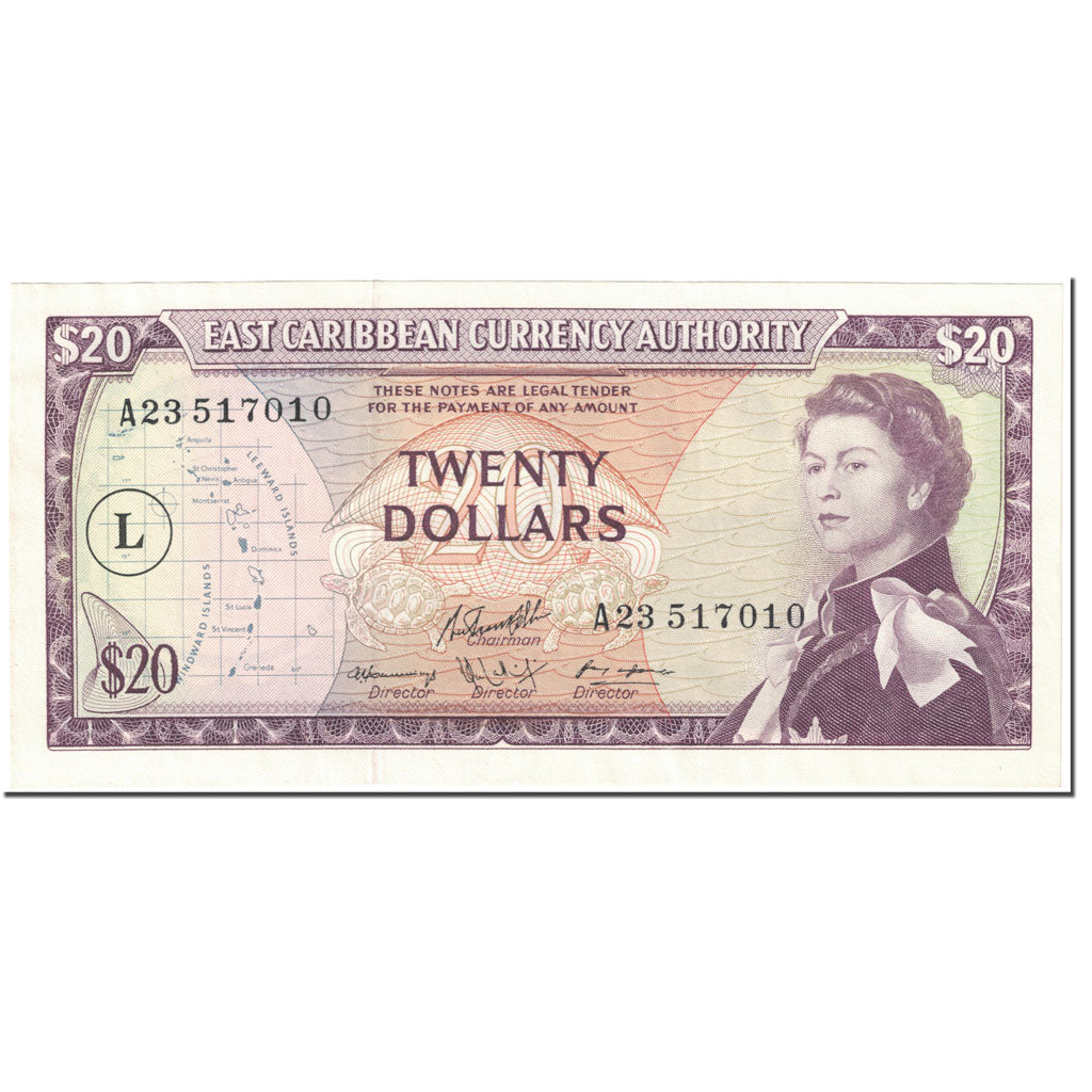 Banknote, East Caribbean States, 20 Dollars, 1965, Undated (1965), KM:15l