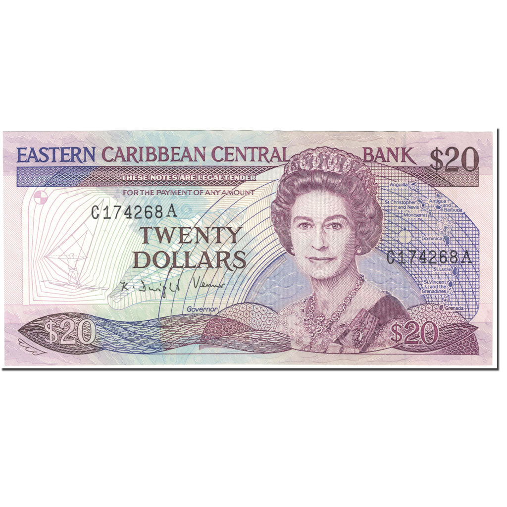 Billete, 20 Dollars, 1988-93, Estados del Caribe Oriental , Undated (1988-93)