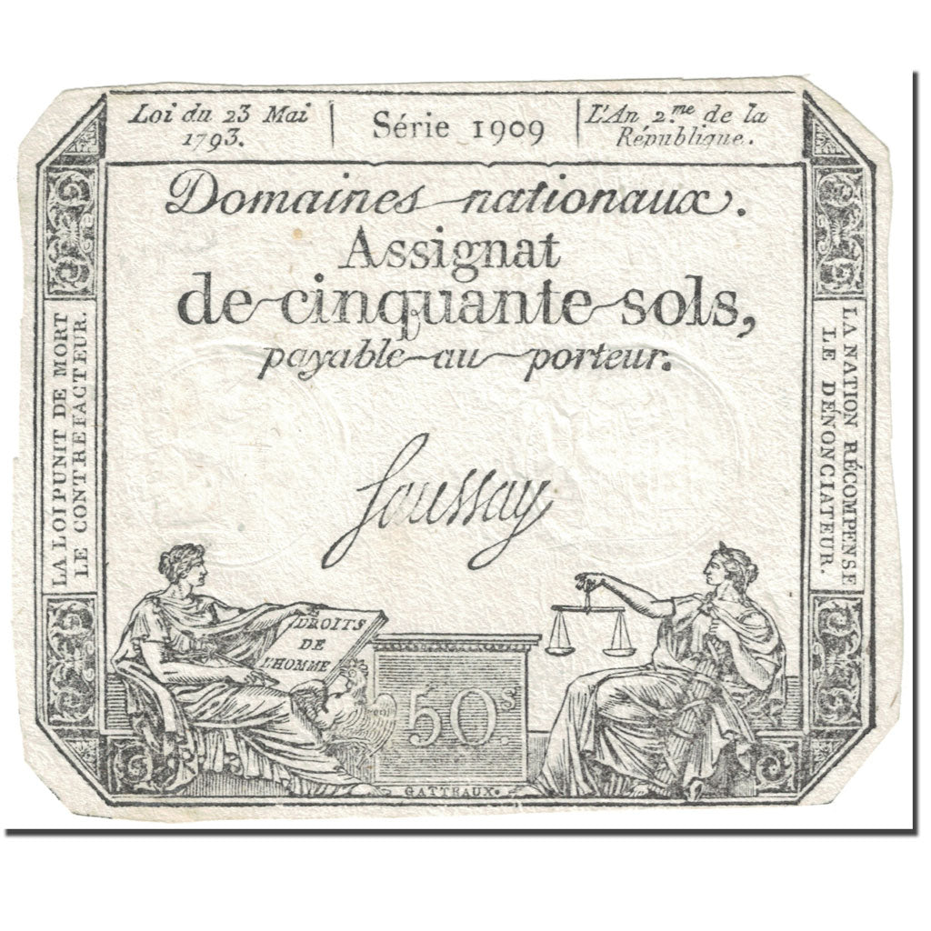 Francia, 50 Sols, 1793, Saussay, L'an 2ème de la République - (23 mai 1793)