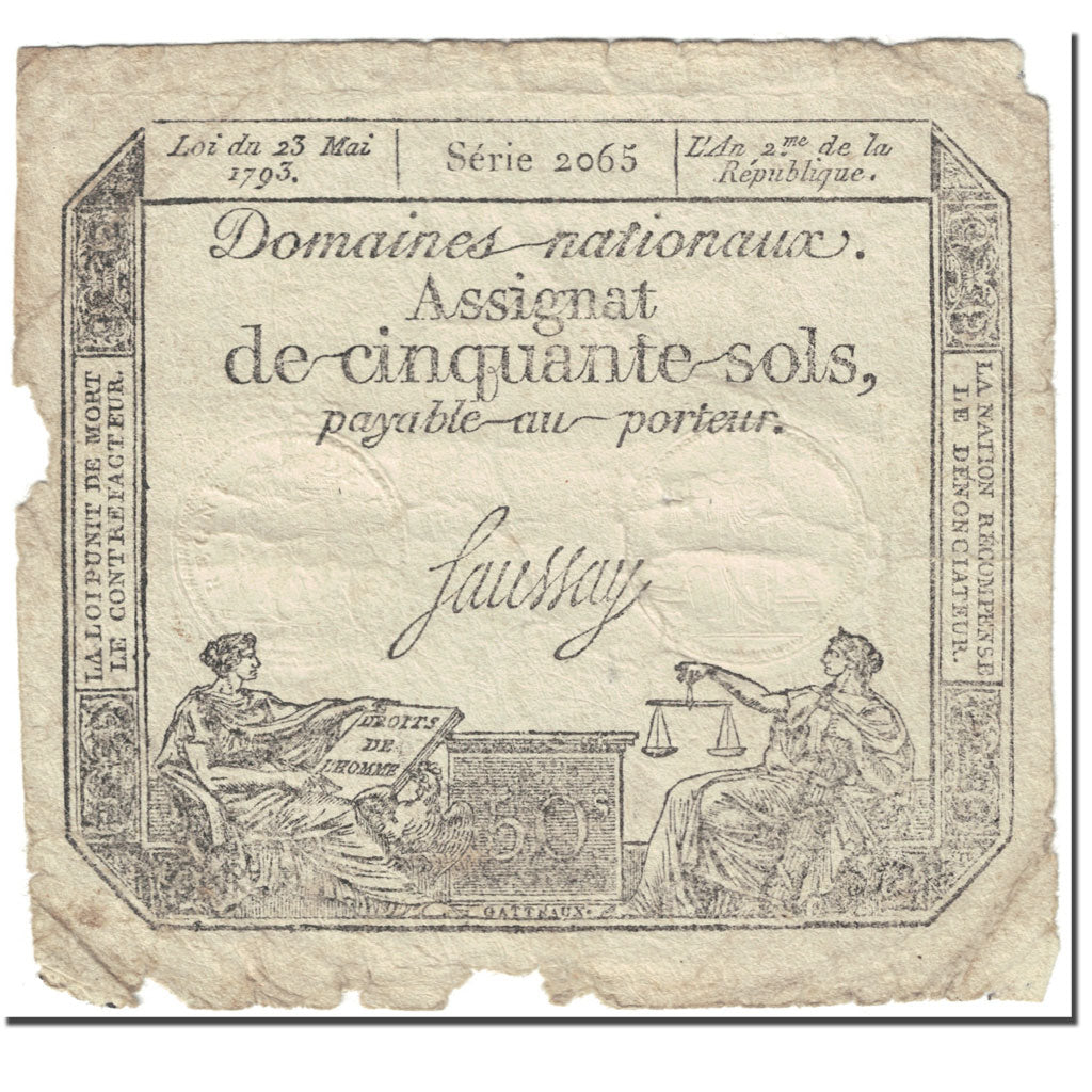 Francia, 50 Sols, 1793, Saussay, L'an 2ème de la République - (23 mai 1793)