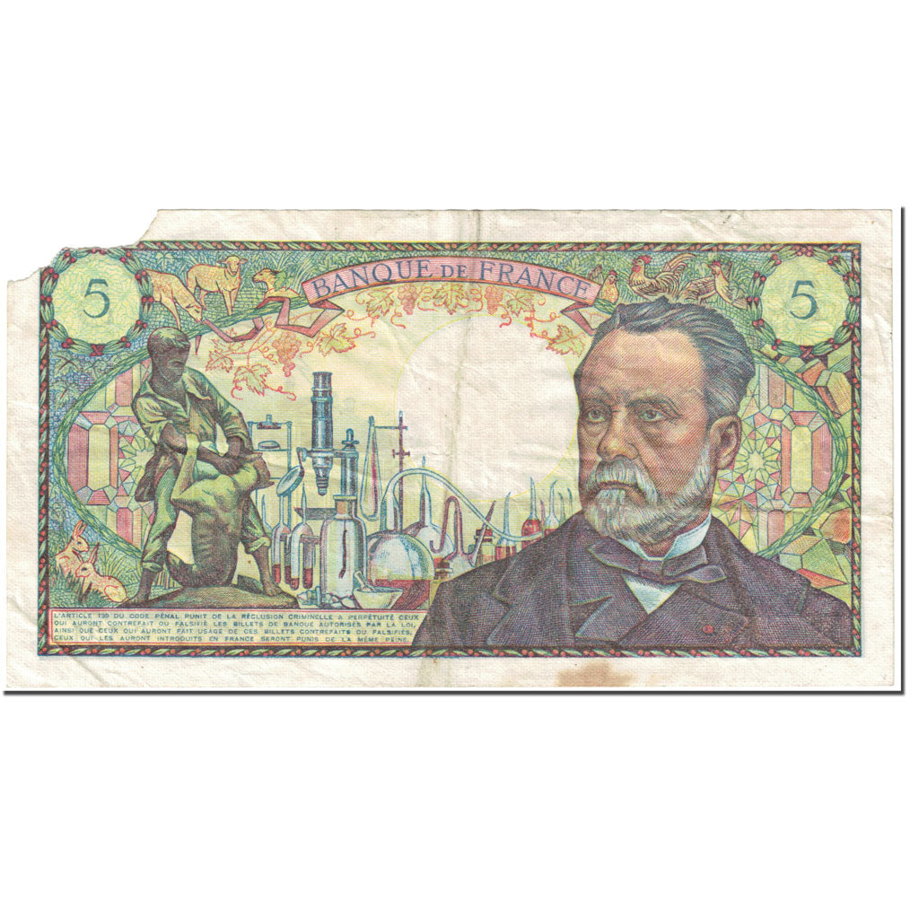 France, 5 Francs, Pasteur, 1970, 1970-01-08, AG(1-3), Fayette:61.12, KM:146b
