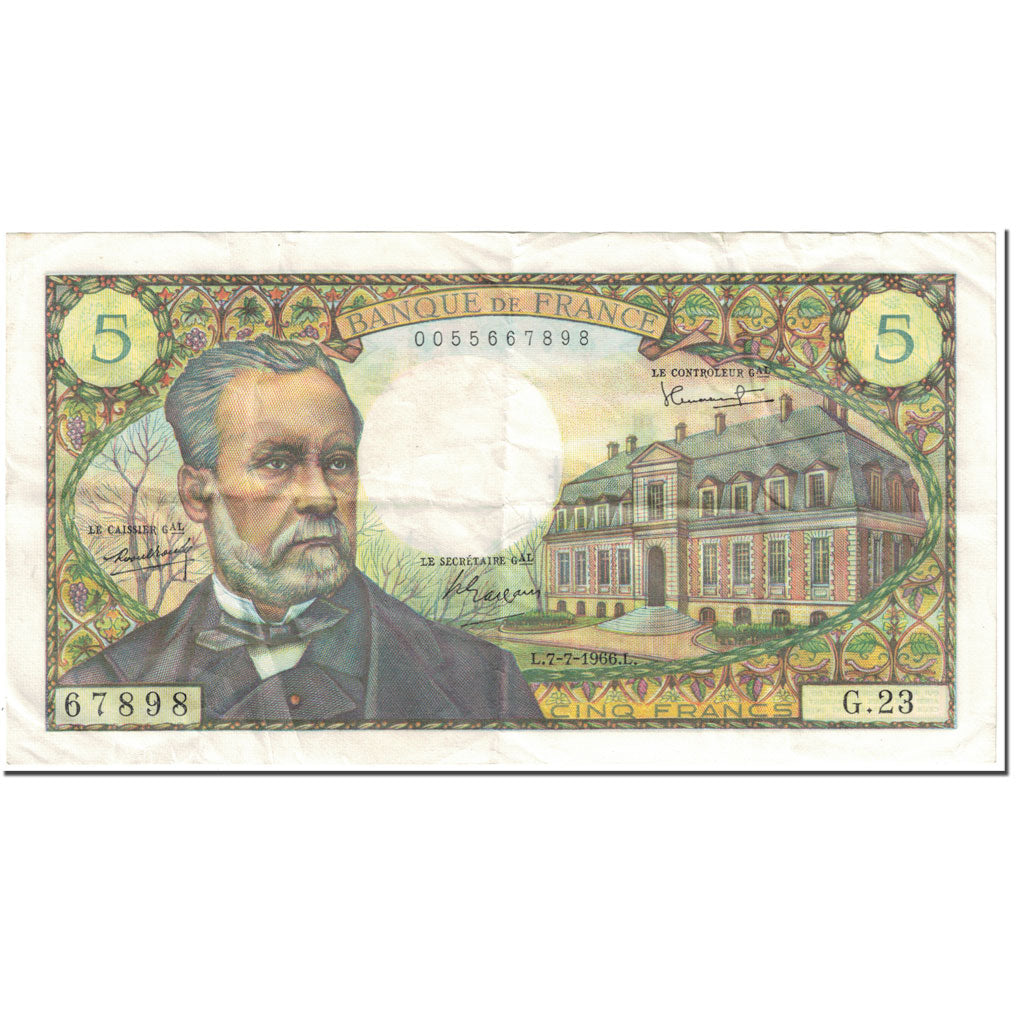 Francia, 5 Francs, Pasteur, 1966, 1966-07-07, MB, Fayette:61.2, KM:146b