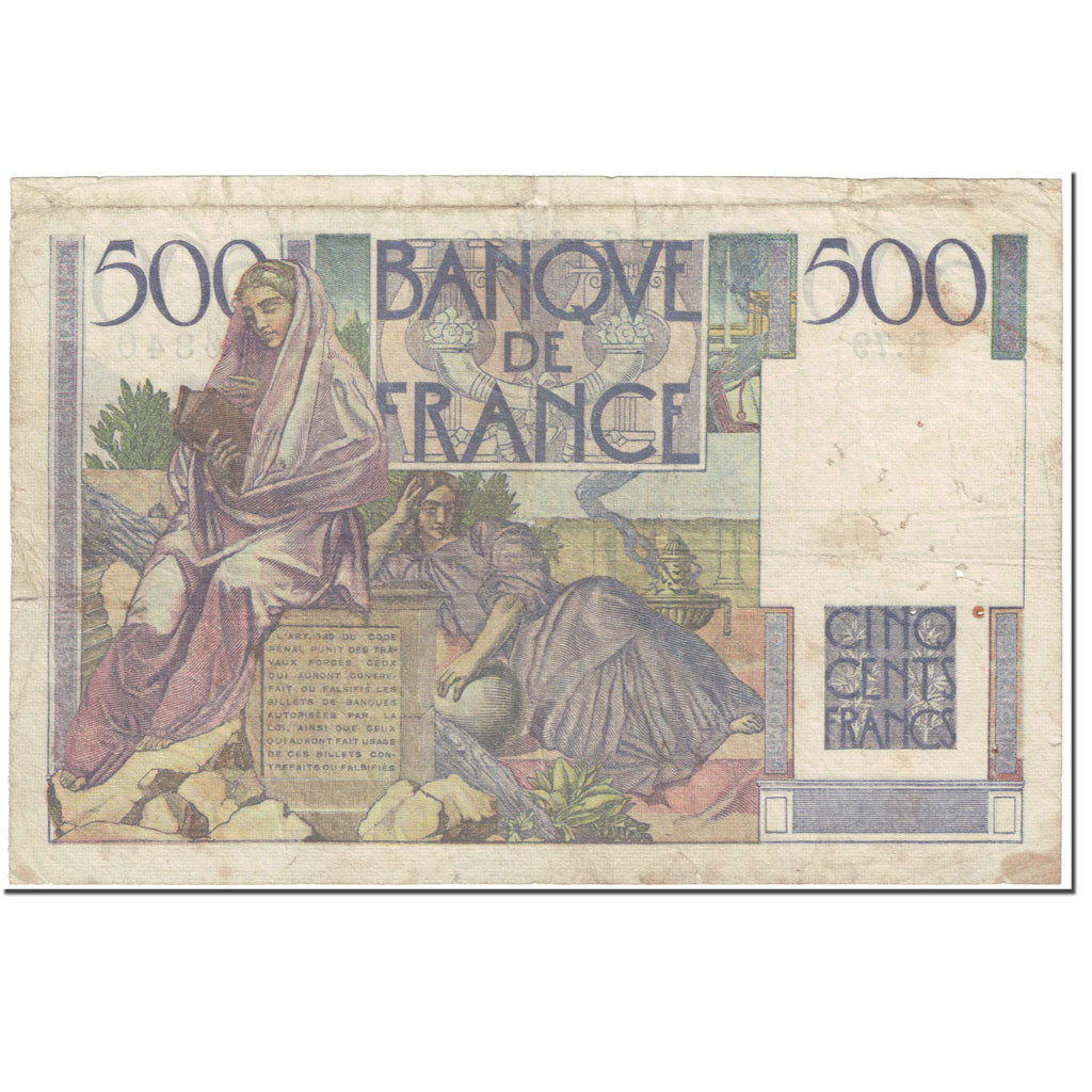 Francia, 500 Francs, Chateaubriand, 1946, 1946-03-28, B+, Fayette:34.5, KM:129a