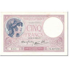 França, 5 Francs, Violet, 1939, 1939-09-21, AU(50-53), Fayette:4.9, KM:83