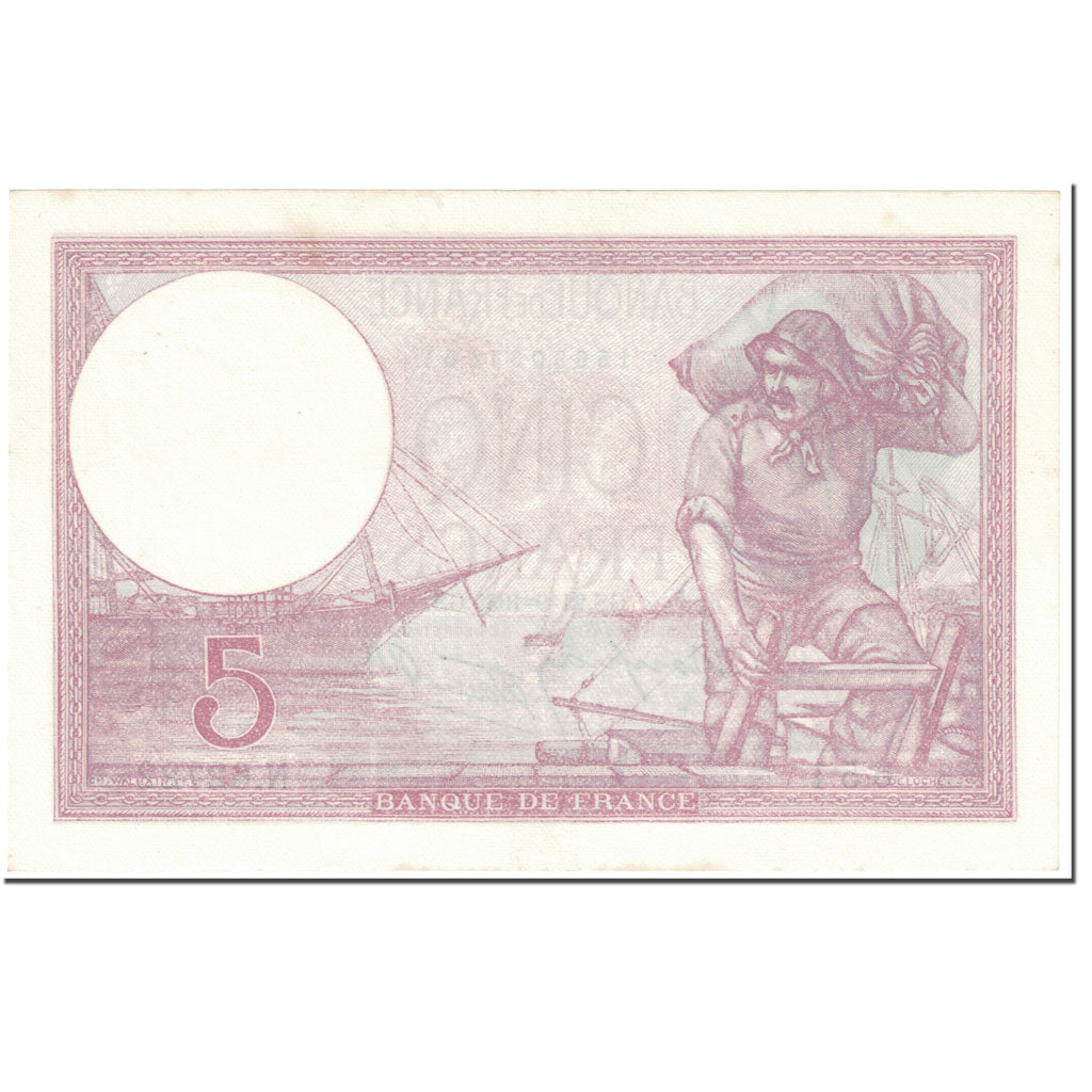 França, 5 Francs, Violet, 1939, 1939-09-21, AU(50-53), Fayette:4.9, KM:83