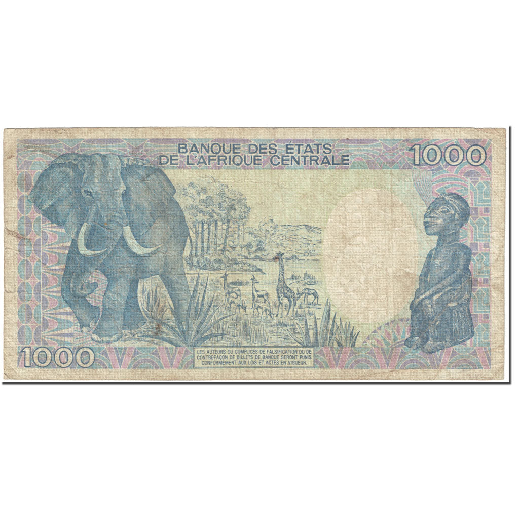 Banknote, Cameroon, 1000 Francs, 1987, 1987-01-01, KM:26a, VG(8-10)