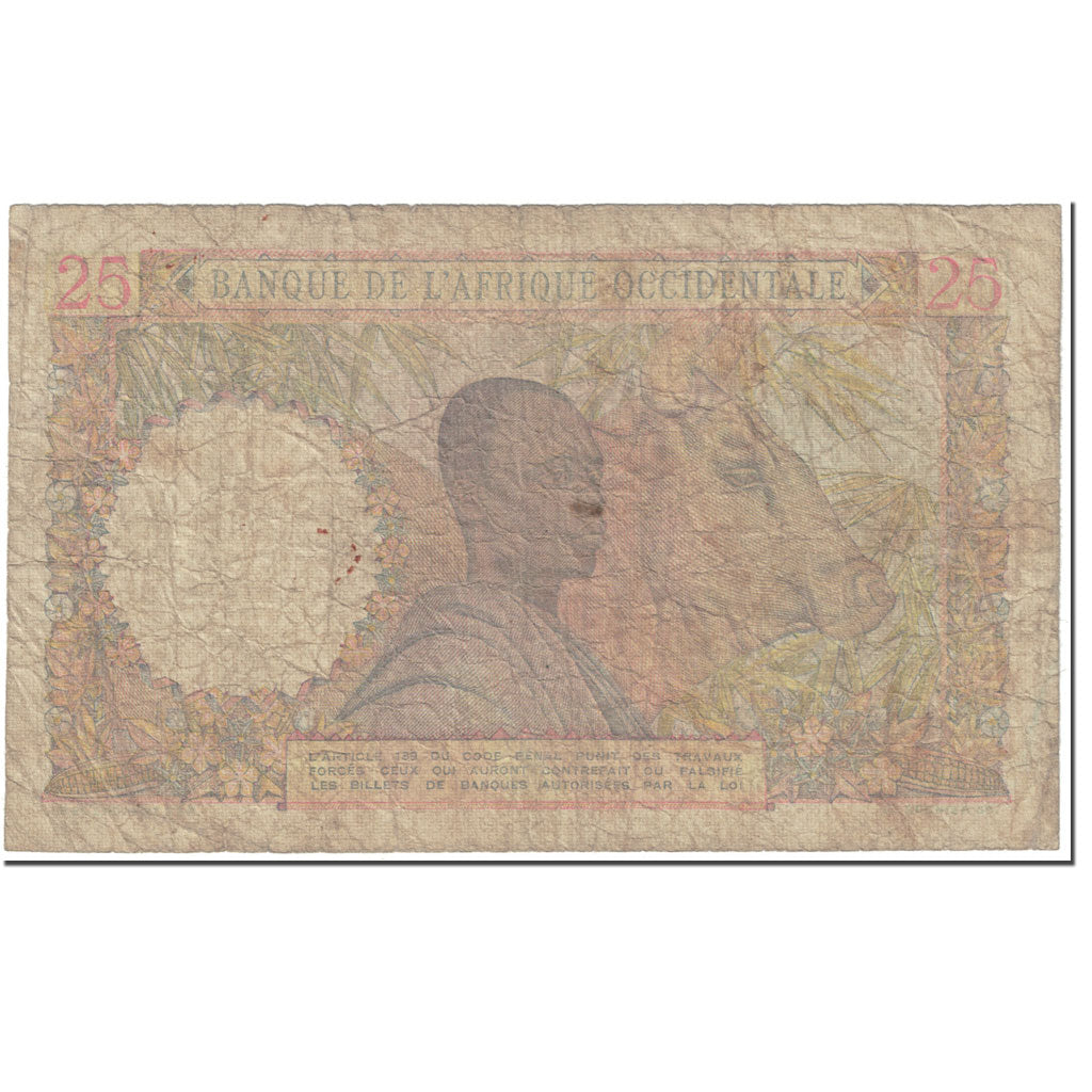 Billete, 25 Francs, 1951, África oriental francesa, 1951-03-08, KM:38, RC+