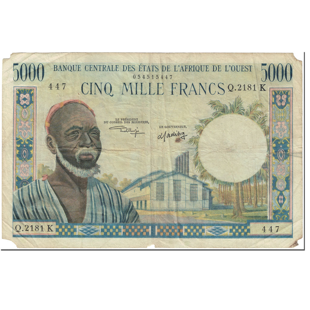 Banknote, West African States, 5000 Francs, 1966, Undated (1966), KM:104Ai