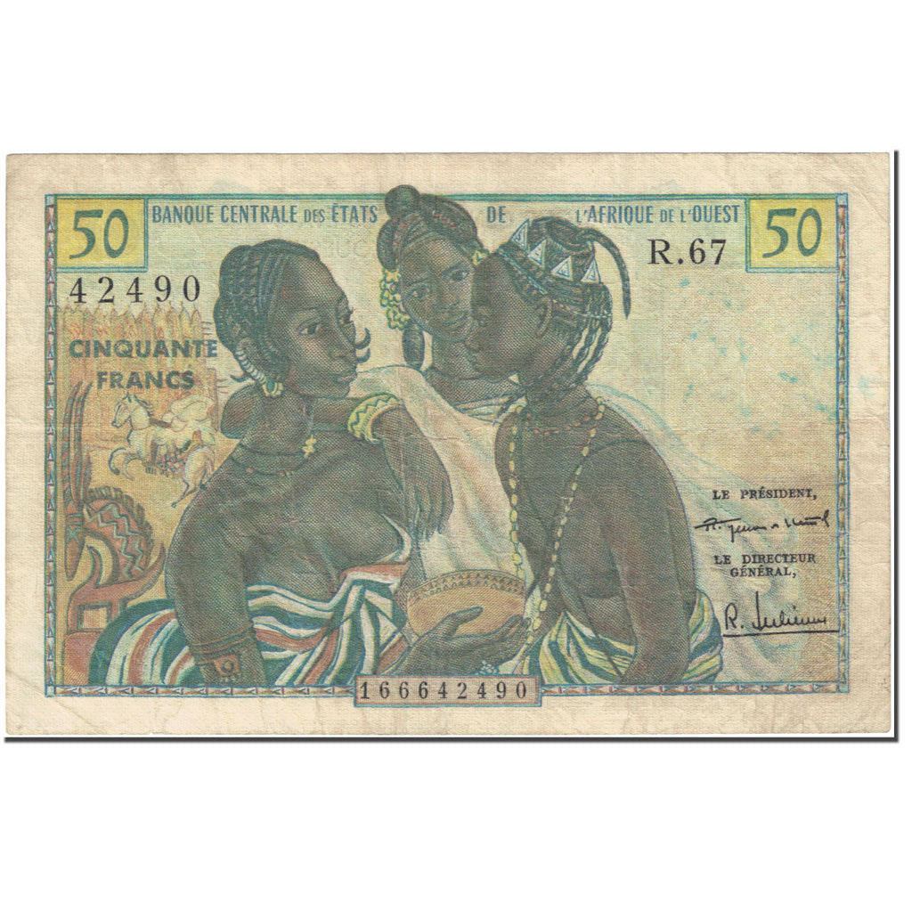 Billet, West African States, 50 Francs, 1958, Undated (1958), KM:1, TB