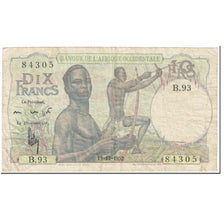 Billet, French West Africa, 10 Francs, 1952, 1952-12-19, KM:37, TB