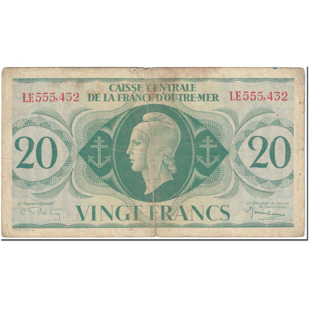 French Equatorial Africa, 20 Francs, 1944, 1944-02-02, VG(8-10), KM:17b