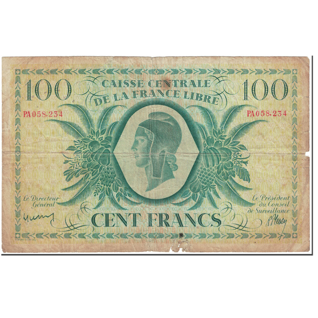 French Equatorial Africa, 100 Francs, 1941, 1941-12-02, VG(8-10), KM:13a