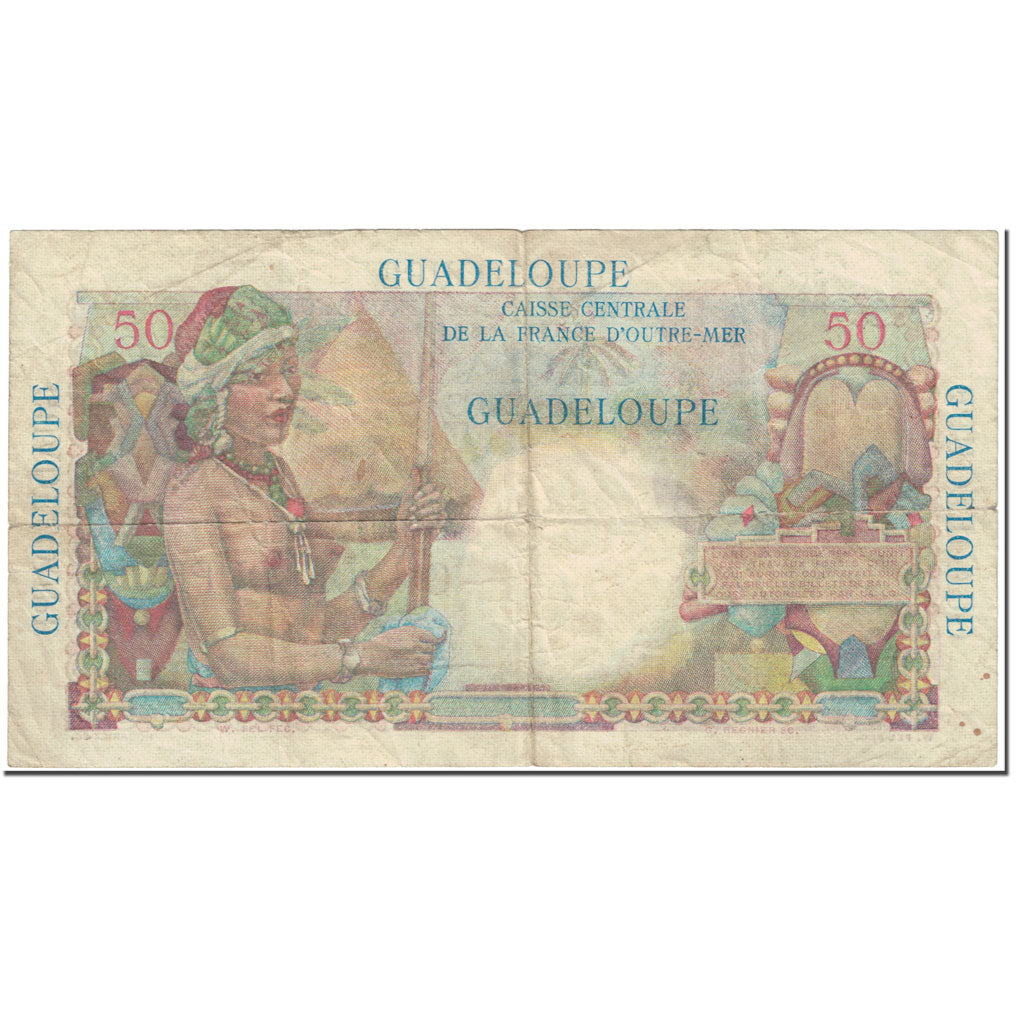 Guadeloupe, 50 Francs, 1947-1949, Undated (1947-49), VF(20-25), KM:34