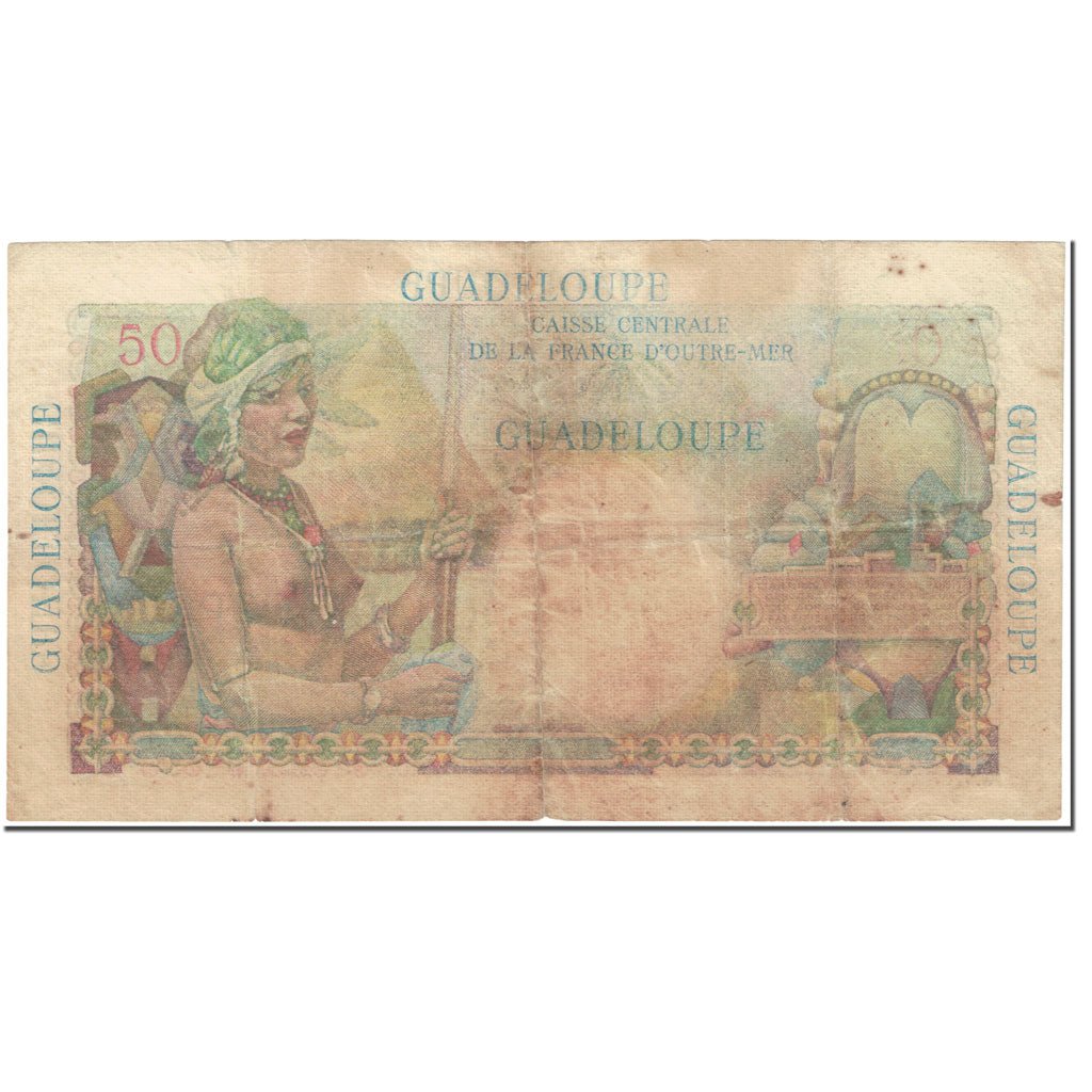 Guadeloupe, 50 Francs, 1947-1949, Undated (1947-49), F(12-15), KM:34