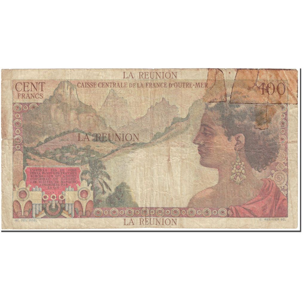 Banknote, Réunion, 100 Francs, 1947, Undated (1947), KM:49a, AG(1-3)