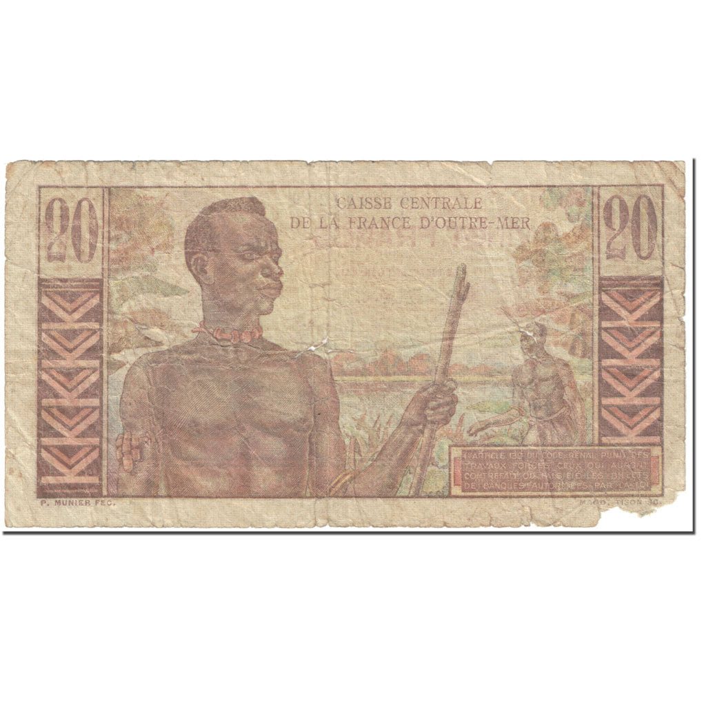 Banknote, French Equatorial Africa, 20 Francs, 1947-1952, Undated (1947-52)