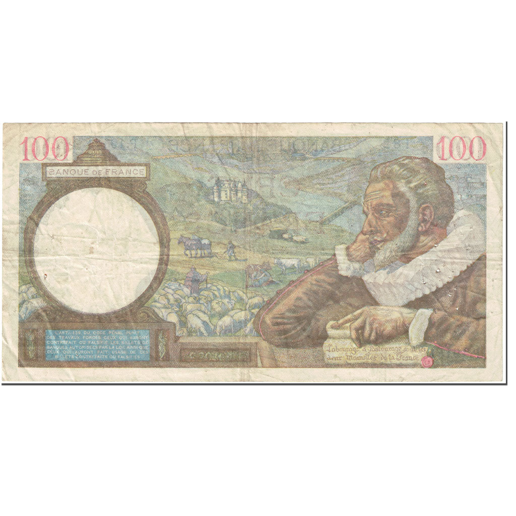 França, 100 Francs, Sully, 1941, 1941-02-06, VF(20-25), Fayette:26.46, KM:94