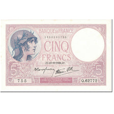 France, 5 Francs, Violet, 1939, 1939-09-21, AU(55-58), Fayette:4.9, KM:83