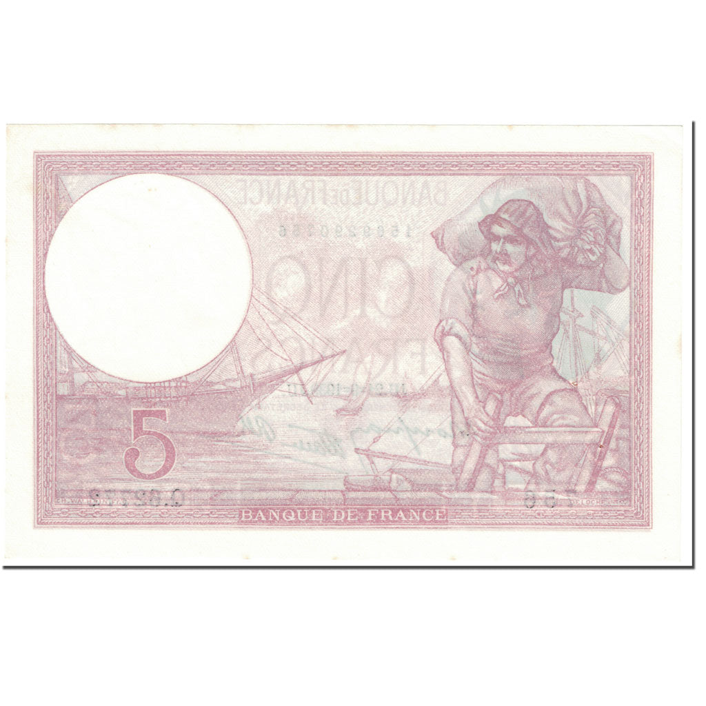 Francia, 5 Francs, Violet, 1939, 1939-09-21, SPL, Fayette:04.09, KM:83