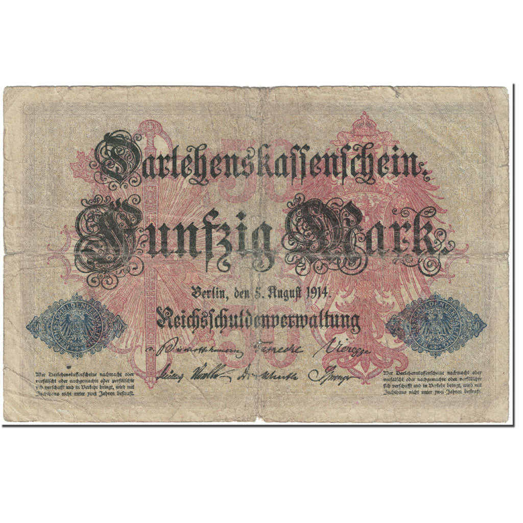 Billet, Allemagne, 50 Mark, 1914, 1914-08-05, KM:49b, AB