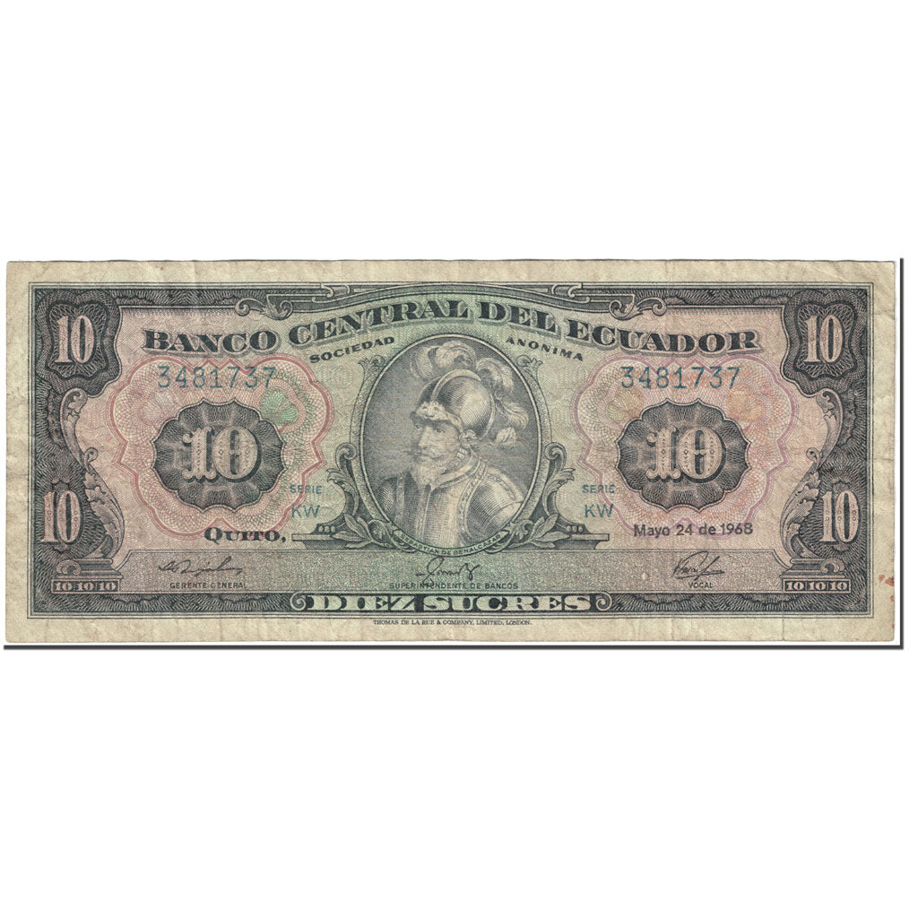 Banknote, Ecuador, 10 Sucres, 1968, 1968-05-24, KM:101Ab, VF(20-25)