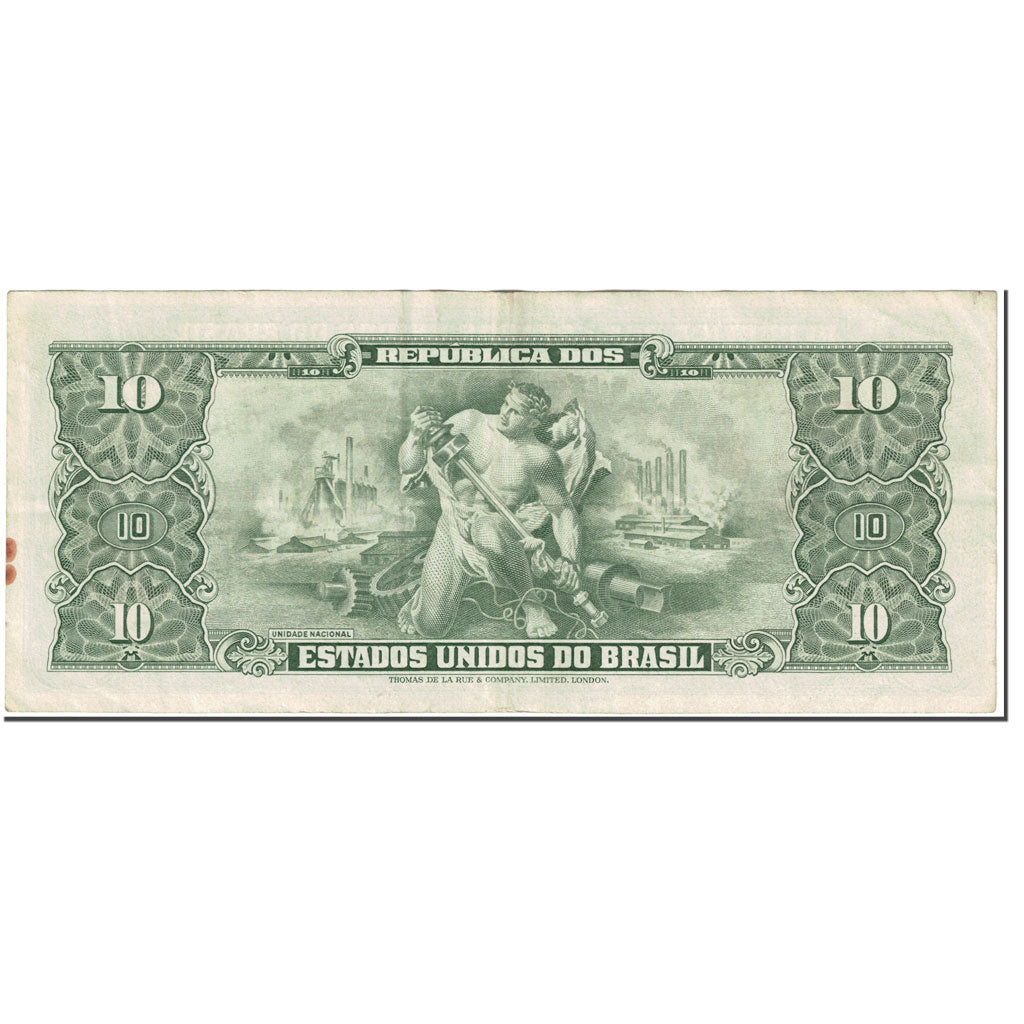 Banknote, Brazil, 10 Cruzeiros, 1953, Undated (1953), KM:159c, VF(20-25)