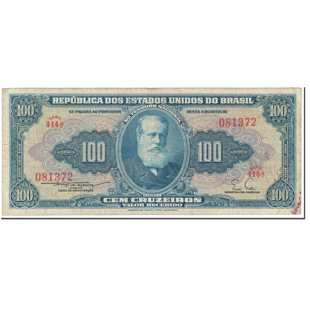 Banknote, Brazil, 100 Cruzeiros, 1955, Undated (1955), KM:153a, VF(20-25)
