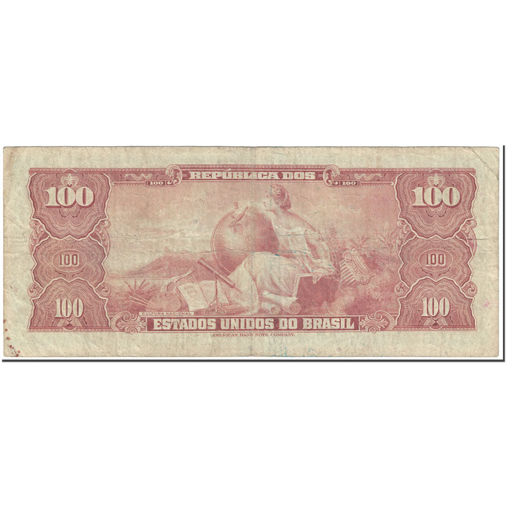 Banknote, Brazil, 100 Cruzeiros, 1955, Undated (1955), KM:153a, VF(20-25)