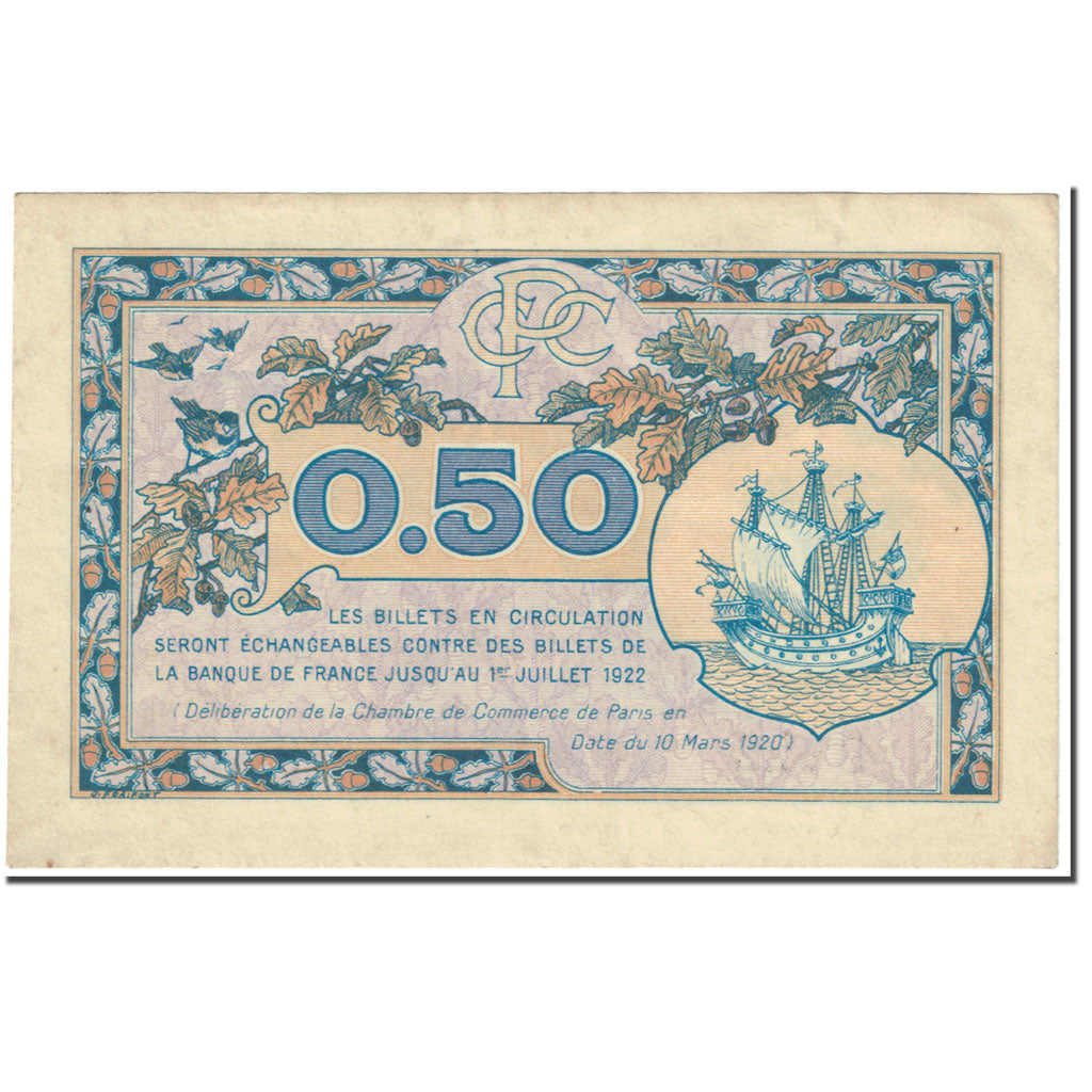 France, 50 Centimes, 1920, 1920-03-10, PARIS, VF(20-25)