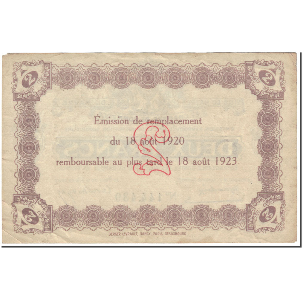 France, 2 Francs, 1920, 1920-08-18, Le Havre, VF(20-25)