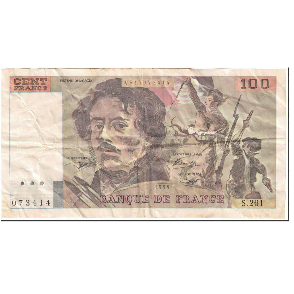 France, 100 Francs, Delacroix, 1994, Undated (1994), VF(20-25)