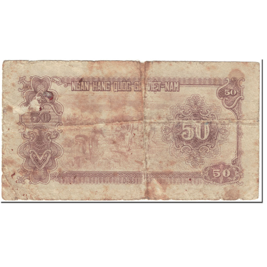 Banknote, Vietnam, 50 D<ox>ng, 1951, Undated (1951), KM:61b, AG(1-3)