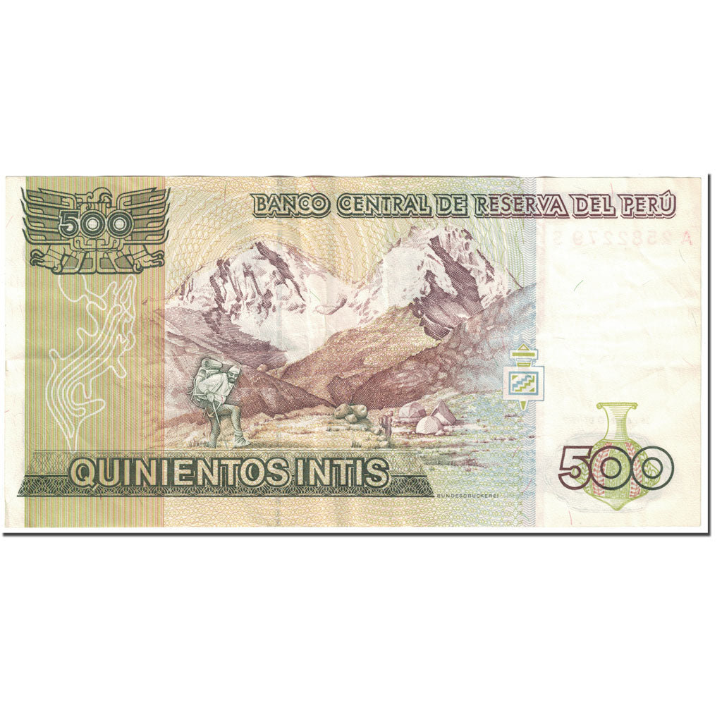 Biljet, Peru, 500 Intis, 1987, 1987-06-26, KM:134b, TB