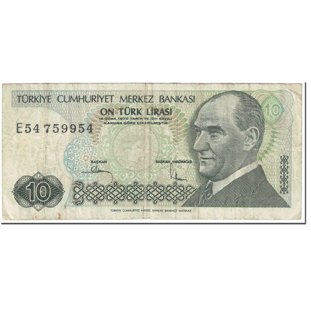 Geldschein, Türkei, 10 Lira, 1979, Old Date 1970-10-14, KM:193a, SGE