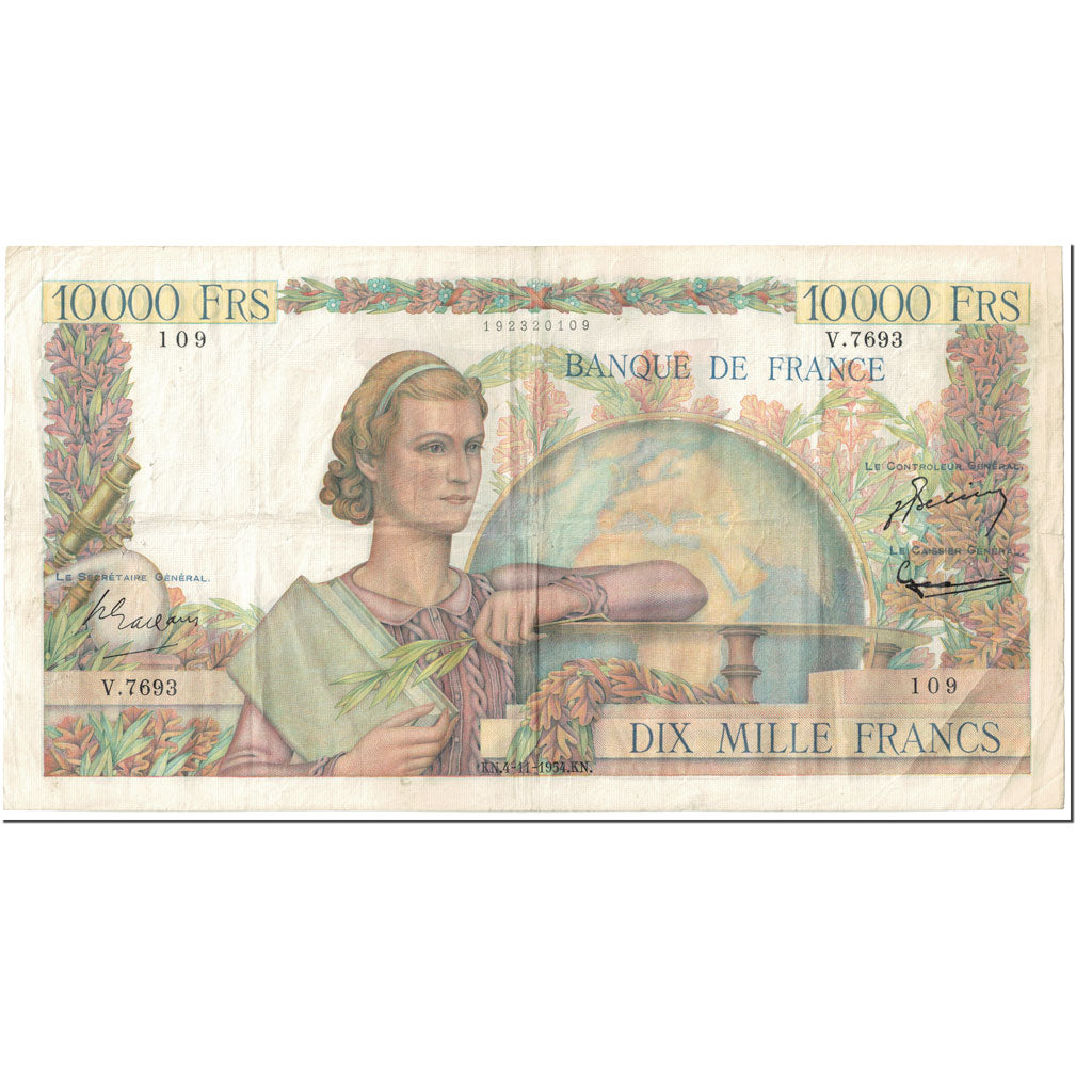 Francja, 10,000 Francs, Génie Français, 1954, 1954-11-04, VF(20-25)