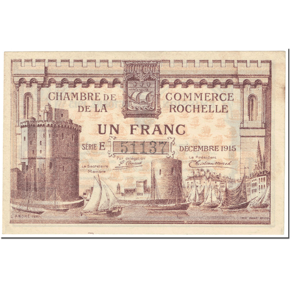 France, La Rochelle, 1 Franc, 1915, EF(40-45)